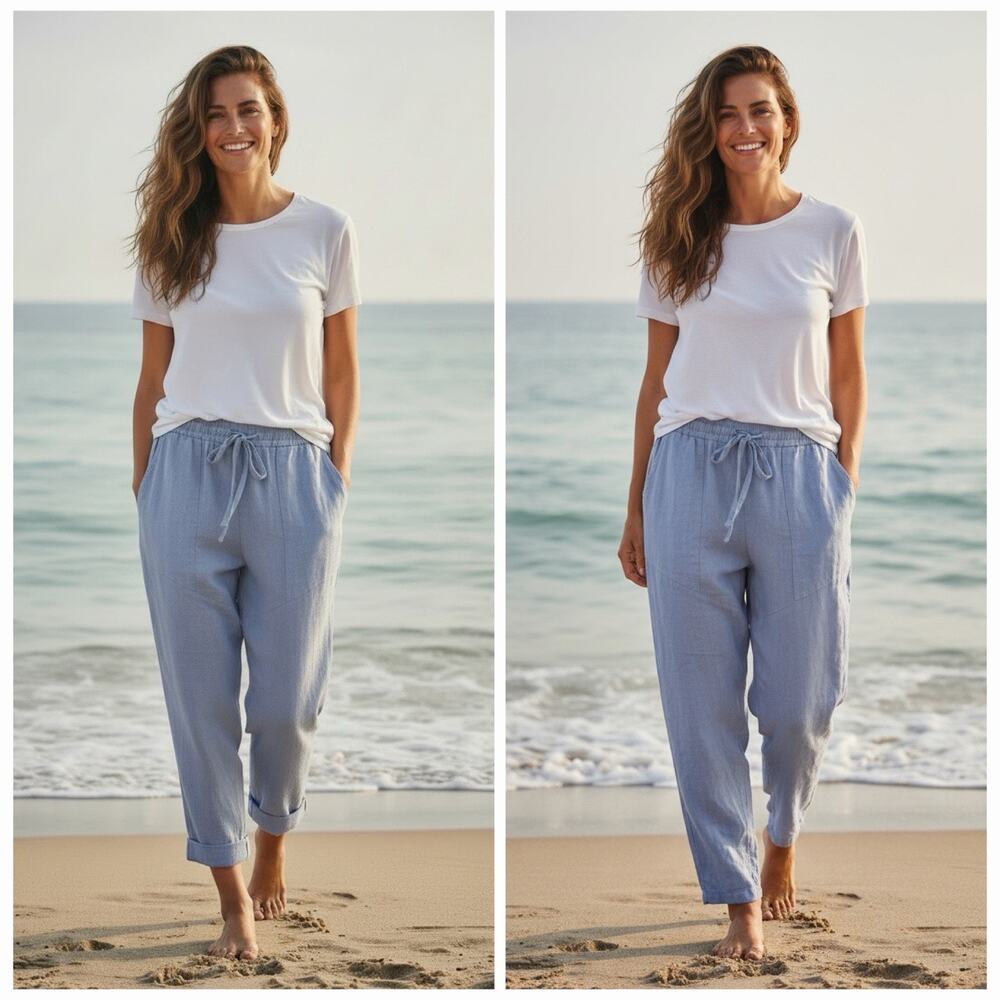 Sincerely Jules Pants Women's Size XL Linen Convertible Wide Leg Blue NEW